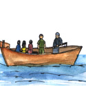 舢板载人,坐舢板,小船载人 load people by sampan,load people by boat