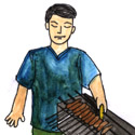 卖沙爹 selling satay