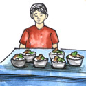 卖饭,扁担饭,经济饭 sell rice