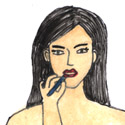 搽口红,涂口红 lipstick,put lipstick,wear lipstick