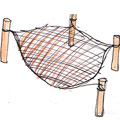 晒渔网 drying fishing net