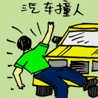 汽车撞人 knocked down by car