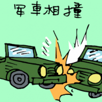 军车相撞 head on collision between army trucks