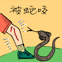 被蛇咬 bitten by snake