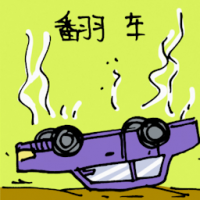 翻车 overturned car