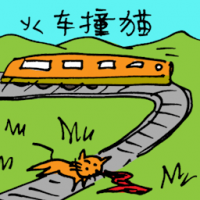 火车撞猪 cat hit by train