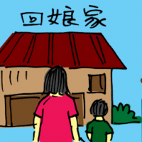 回娘家 married woman going back to parents home