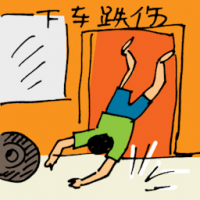 下车跌伤 injured while alighting from car