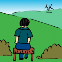 坐 sitting down