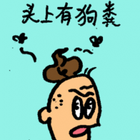 头上有狗屎 dog shit on head