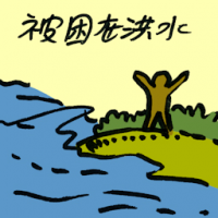 被困在洪水 stranded in floods